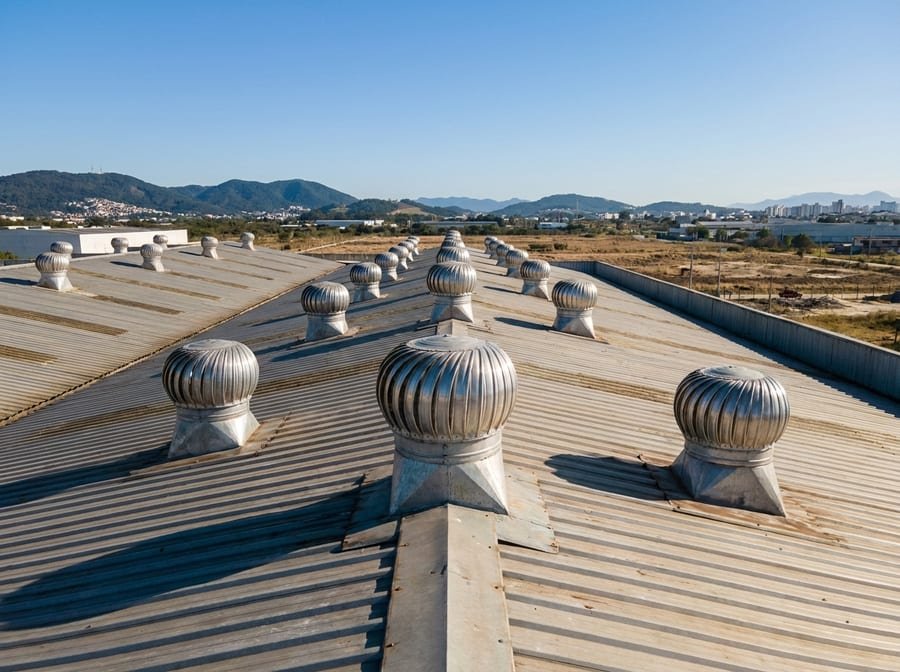 Sistema completo de calhas e rufos em galpão de 800m², Pedra Branca, Palhoça
